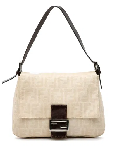 Pre-owned Fendi 20th Century Zucca Canvas Mamma Forever Shoulder Bag In Brown