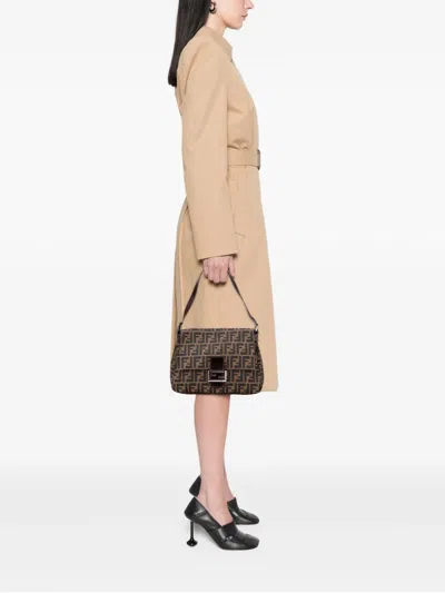 Pre-owned Fendi 20th Century Zucca Canvas Mamma Forever Shoulder Bag In Brown