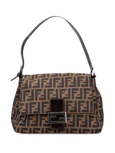 Pre-owned Fendi 20th Century Zucca Canvas Mamma Forever Shoulder Bag In Brown