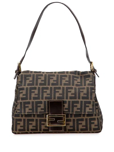 Pre-owned Fendi 20th Century Zucca Canvas Mamma Forever Shoulder Bag In Brown
