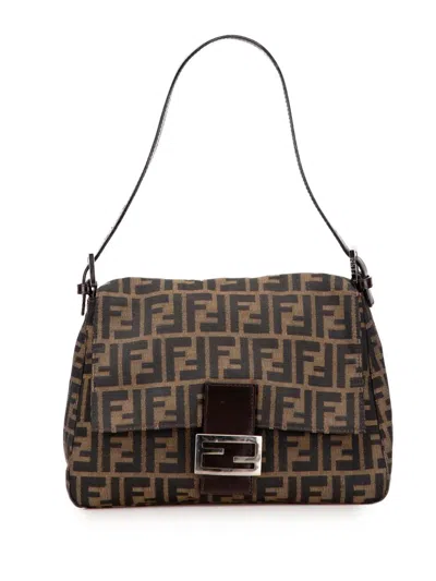 Pre-owned Fendi 20th Century Zucca Canvas Mamma Forever Shoulder Bag In Brown