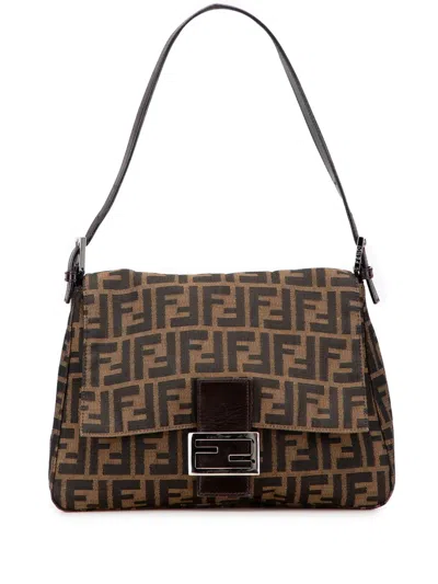 Pre-owned Fendi 20th Century Zucca Canvas Mamma Forever Shoulder Bag In Brown