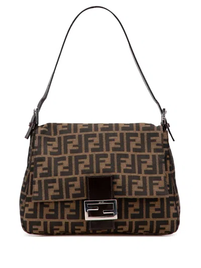 Pre-owned Fendi 20th Century Zucca Canvas Mamma Forever Shoulder Bag In Brown