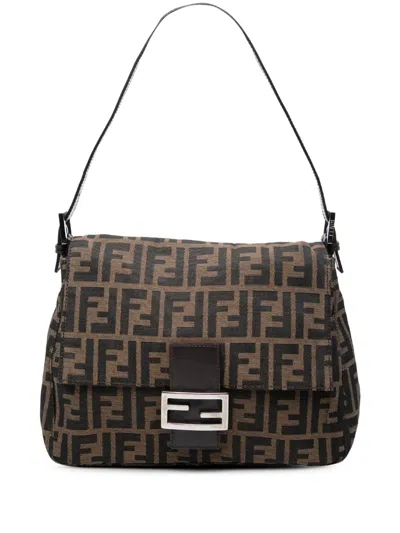 Pre-owned Fendi 20th Century Zucca Canvas Mamma Forever Shoulder Bag In Brown