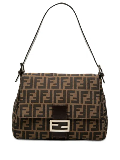 Pre-owned Fendi 20th Century Zucca Canvas Mamma Forever Shoulder Bag In Brown