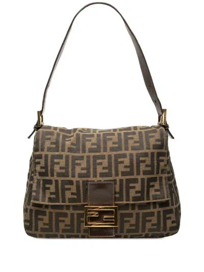 Pre-owned Fendi 20th Century Zucca Canvas Mamma Forever Shoulder Bag In Brown