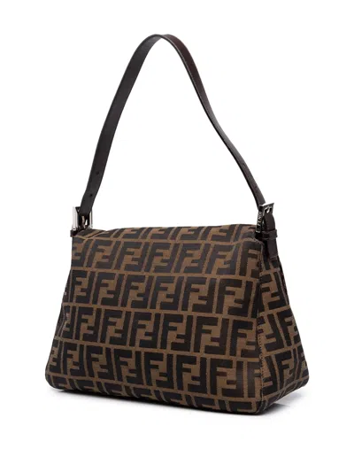 Pre-owned Fendi 20th Century Zucca Canvas Mamma Forever Shoulder Bag In Brown