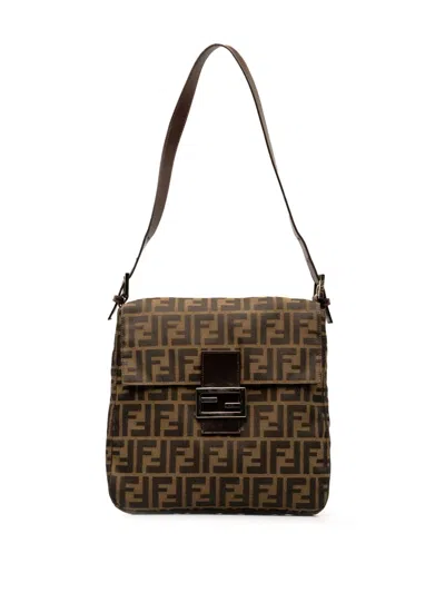 Pre-owned Fendi 20th Century Zucca Canvas Mamma Forever Shoulder Bag In Brown