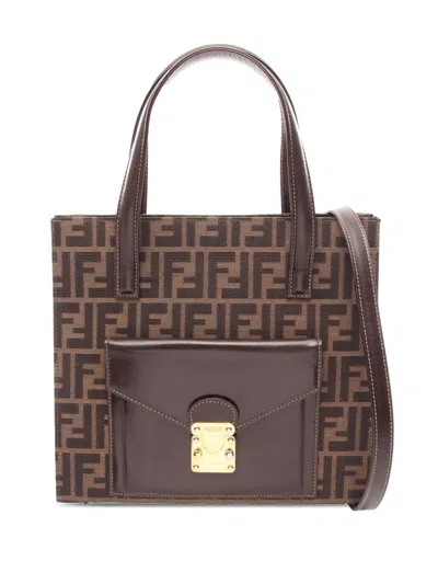 Pre-owned Fendi 20th Century Zucca Canvas Satchel In Brown