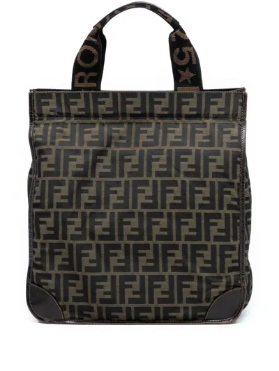 Pre-owned Fendi 20th Century Zucca Canvas Shopping Tote Bag In Brown
