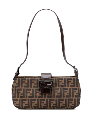 Pre-owned Fendi 20th Century Zucca Canvas Shoulder Bag In Brown