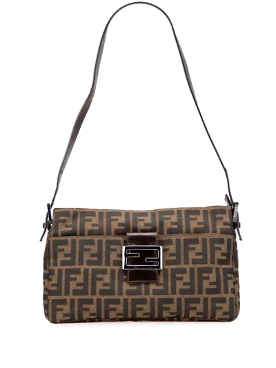 Pre-owned Fendi 20th Century Zucca Canvas Shoulder Bag In Brown