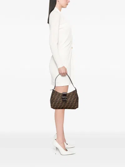 Pre-owned Fendi 20th Century Zucca Canvas Shoulder Bag In Brown