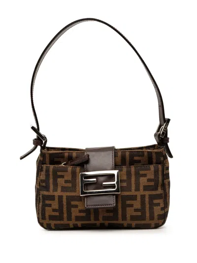 Pre-owned Fendi 20th Century Zucca Canvas Shoulder Bag In Brown