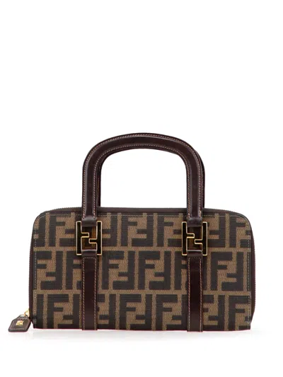 Pre-owned Fendi 20th Century Zucca Canvas Top Handle Wallet Long Wallets In Brown