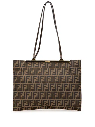 Pre-owned Fendi 20th Century Zucca Canvas Tote Bag In Brown