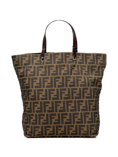 Pre-owned Fendi 20th Century Zucca Canvas Tote Bag In Brown