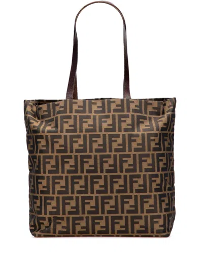 Pre-owned Fendi 20th Century Zucca Canvas Tote Bag In Brown