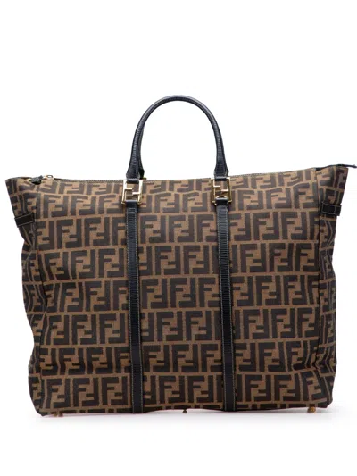 Pre-owned Fendi 20th Century Zucca Canvas Tote Bag In Brown