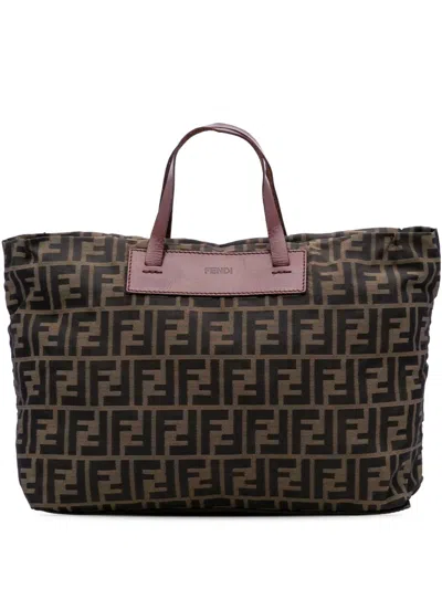 Pre-owned Fendi 20th Century Zucca Canvas Tote Bag In Brown