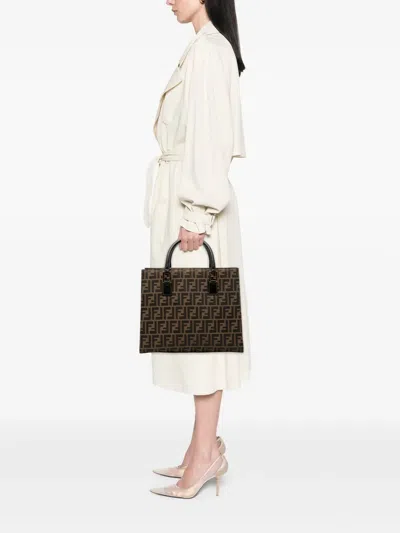 Pre-owned Fendi 20th Century Zucca Canvas Tote Bag In Brown