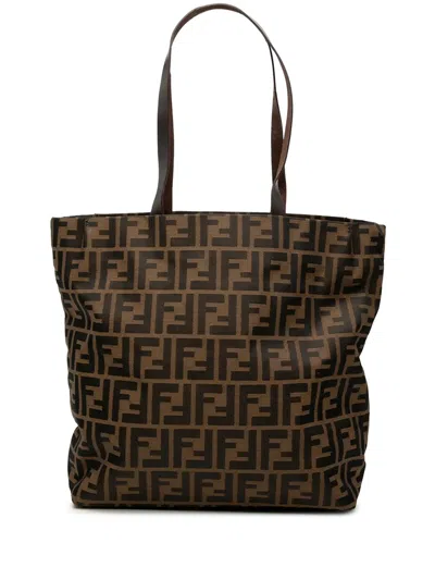 Pre-owned Fendi 20th Century Zucca Canvas Tote Bag In Brown
