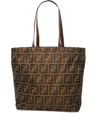 Pre-owned Fendi 20th Century Zucca Canvas Tote Bag In Brown