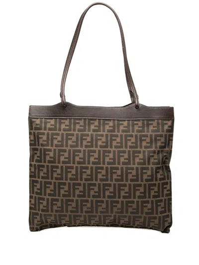 Pre-owned Fendi 20th Century Zucca Canvas Tote Bag In Brown