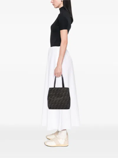 Pre-owned Fendi 20th Century Zucca Canvas Tote Bag In Brown