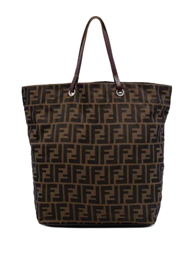 Pre-owned Fendi 20th Century Zucca Canvas Tote Bag In Brown