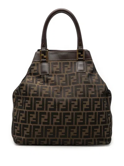 Pre-owned Fendi 20th Century Zucca Canvas Tote Bag In Brown