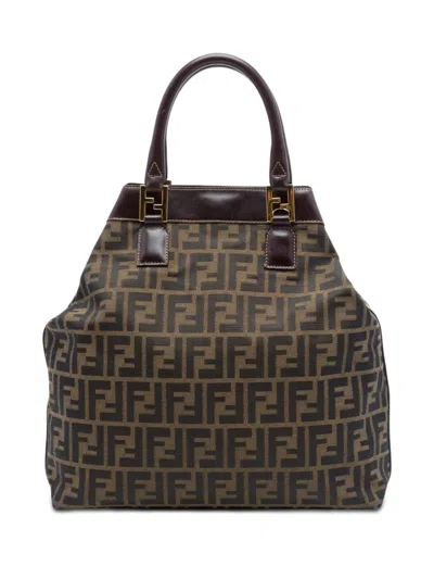 Pre-owned Fendi 20th Century Zucca Canvas Tote Bag In Brown