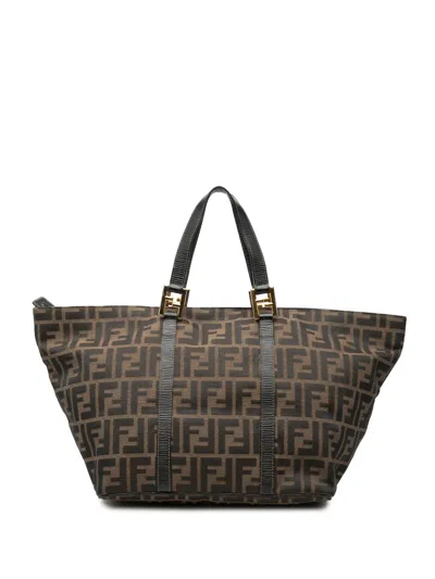 Pre-owned Fendi 20th Century Zucca Canvas Tote Bag In Brown