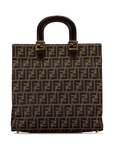 Pre-owned Fendi 20th Century Zucca Canvas Tote Bag In Brown