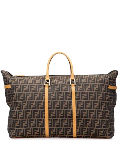 Pre-owned Fendi 20th Century Zucca Canvas Travel Bag In Brown