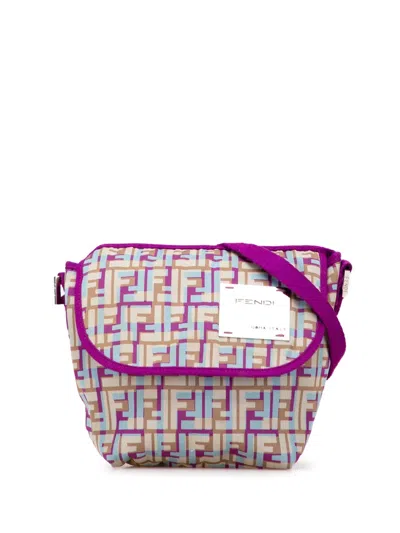 Pre-owned Fendi 20th Century Zucca Nylon Crossbody Bag In Purple