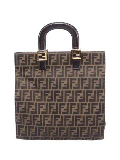 Pre-owned Fendi 20th Century Zucca Tote Bag In Brown