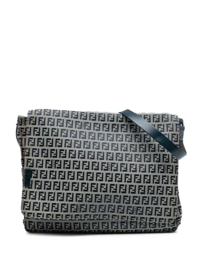 Pre-owned Fendi 20th Century Zucchino Canvas Crossbody Bag In Gray