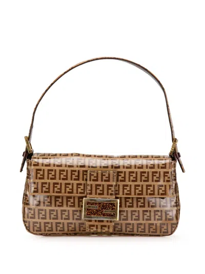 Pre-owned Fendi 20th Century Zucchino Crystal Baguette Shoulder Bag