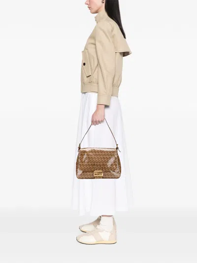 Pre-owned Fendi 20th Century Zucchino Crystal Mamma Forever Shoulder Bag In Brown