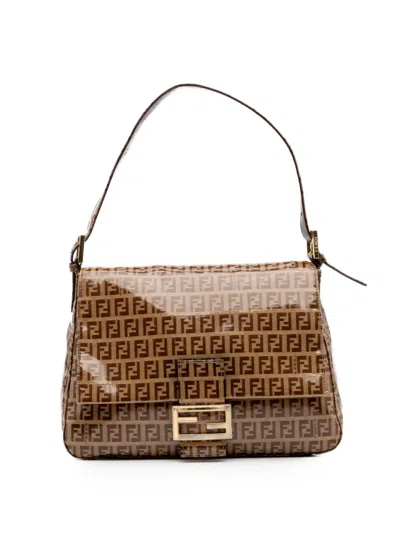 Pre-owned Fendi 20th Century Zucchino Crystal Mamma Forever Shoulder Bag In Brown