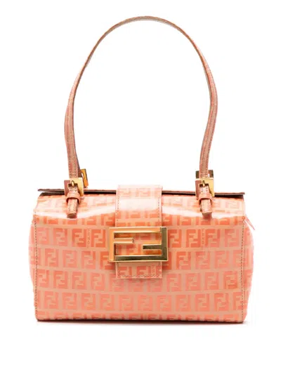 Pre-owned Fendi 20th Century Zucchino Crystal Shoulder Bag In Orange