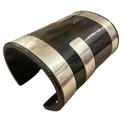 Pre-owned Fendi 21st Century Black And Silver Bangle Bracelet The Sta By  Rome