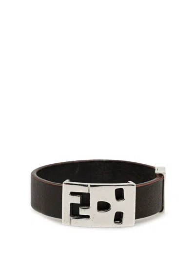 Pre-owned Fendi 21st Century Leather Costume Bracelet In Brown