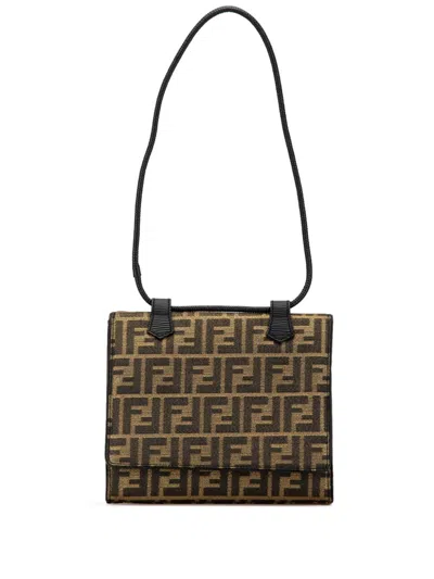 Pre-owned Fendi 21st Century Zucca Canvas Shoulder Bag In 褐色