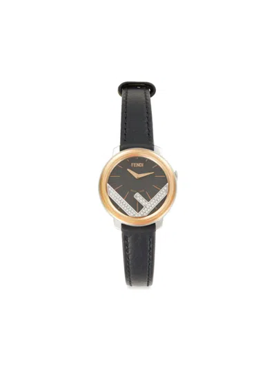FENDI 28MM RUN AWAY STAINLESS STEEL, ION-PLATED ROSE GOLD, LEATHER & 0.14 TCW DIAMOND QUARTZ WATCH