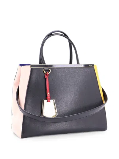 Pre-owned Fendi 2jours Bag Leather Medium Tote Bag In Black