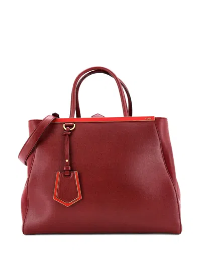 Pre-owned Fendi 2jours Bag Leather Medium Tote Bag In Red