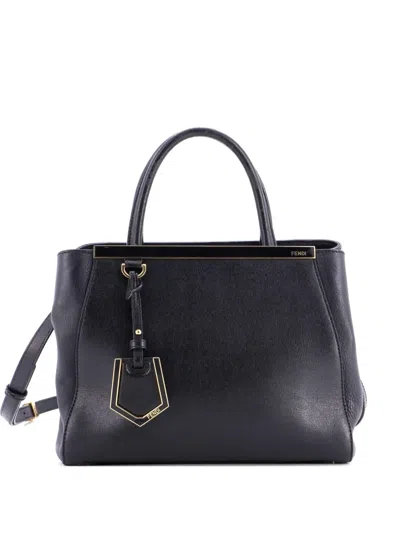 Pre-owned Fendi 2jours Bag Leather Petite Satchel In Black