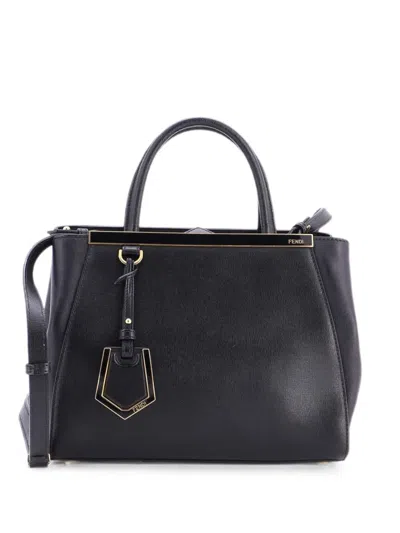 Pre-owned Fendi 2jours Bag Leather Petite Satchel In Black